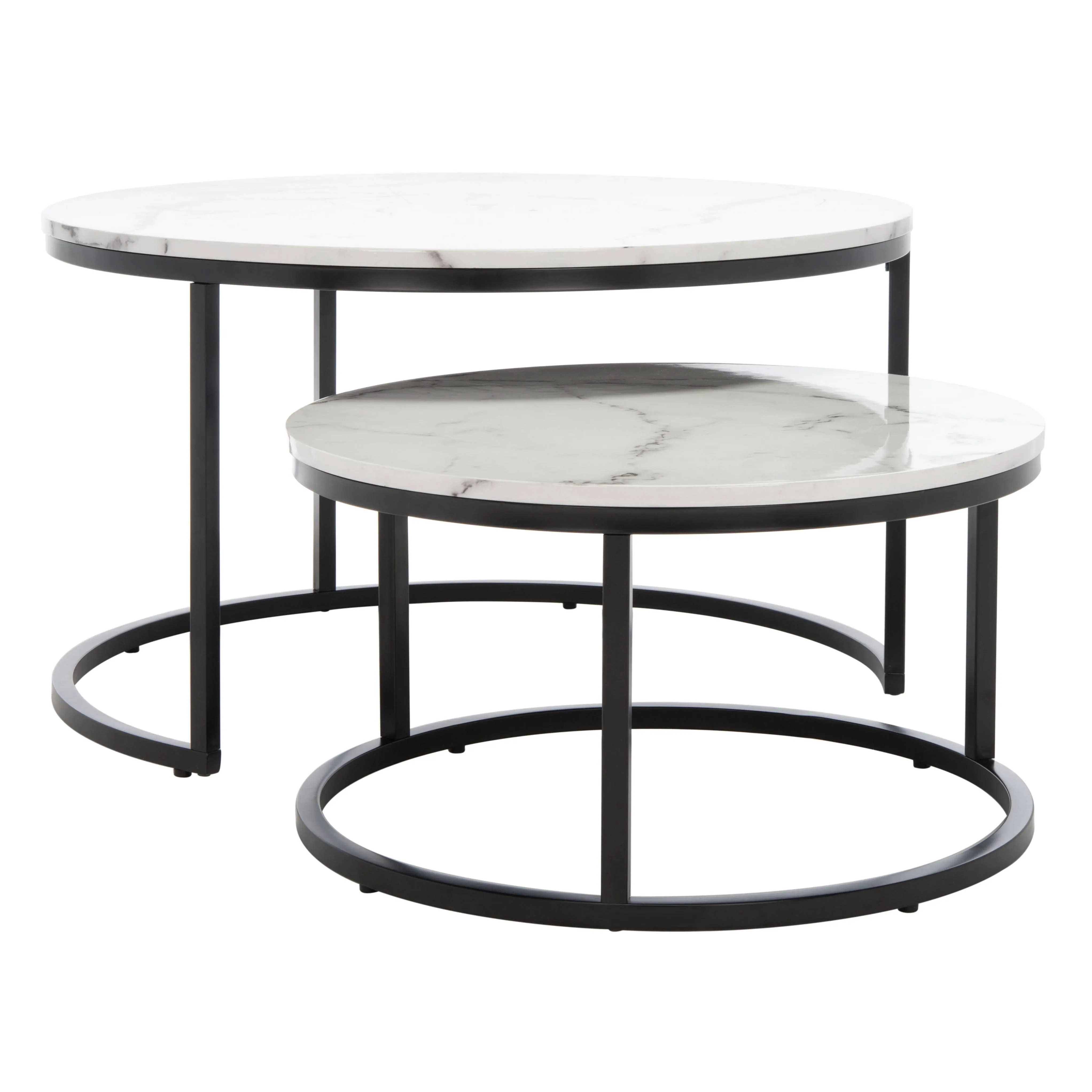 Safavieh Peppino 2 Round Nesting Coffee Table, White/Black