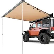 VEVOR Vehicle Awning 6.6'x8.2' Roof Rack Pull-Out Sun Shade UV50+ PU3000mm, Retractable Weatherproof 4x4 Side Awning for SUV Outdoor Camping & Overland (Hardware Included), w/Waterproof Storage Bag