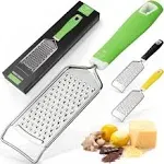 Zulay Kitchen Professional Stainless Steel Flat Handheld Cheese Grater - Green