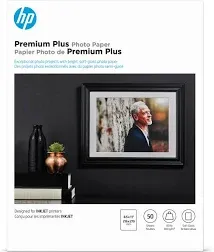 HP Premium Plus Photo Paper 80 lbs. Soft-Gloss 8-1/2 x 11 50 Sheets/Pack CR667A