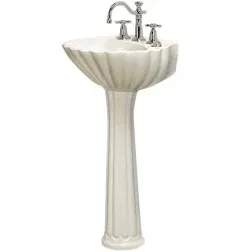 Barclay Bali 19"W x 16-1/2"D White Round Bathroom Pedestal Sink with Base (4" Center)