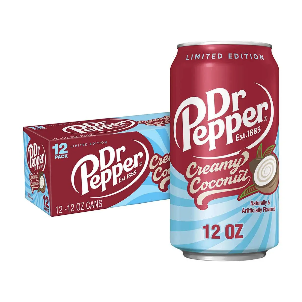 Dr Pepper Soda Drink, Creamy Coconut (12 x 12 fl oz)