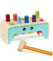 Battat - Wooden Hammer Toy for Kids, Toddlers - Pounding Bench with Pegs and Mallet - Colorful Developmental Toy - Pound & Count