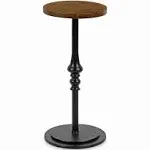 Kate and Laurel Stratton Rustic Pedestal Table - 12x12x26 - Rustic Brown/Black