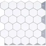 12inch White Hexagon Tile 3D Self Adhesive Wall Tiles Stick For Kitchen Bathroom