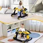 4-in-1 Baby Walker Foldable Activity Push Walker Adjustable Yellow