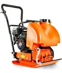 SuperHandy Plate Compactor with Water Tank - Enhanced for Dirt & Asphalt, 7HP 4-Stroke Engine, 5500VPM, 4200lbs Impact, 20x15 Inch Base