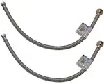 Eastman 20" Supply Line Steel Flex Long Faucet Connectors (2) Pack (1/2" FIP x 3/8" Comp)