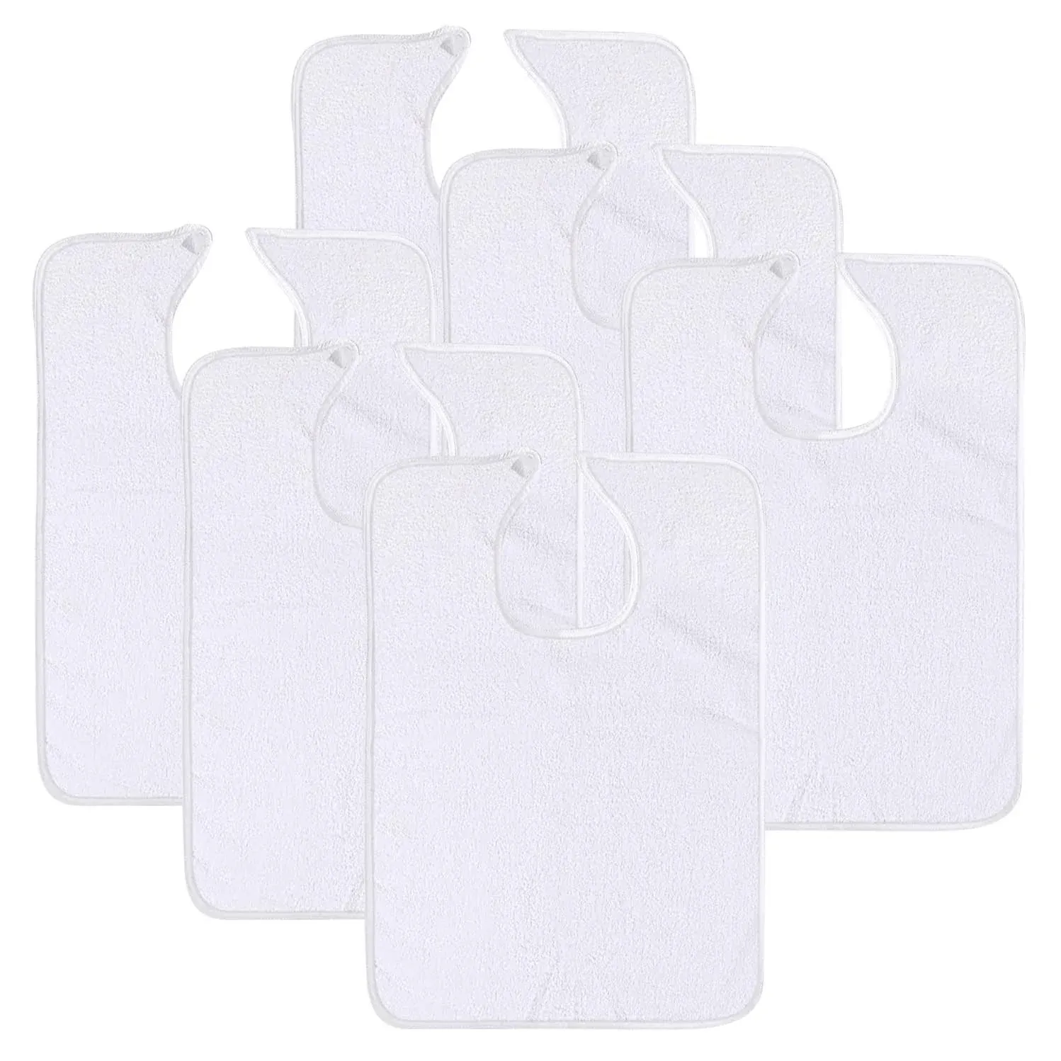 6 Pack White Adult Terry Bibs