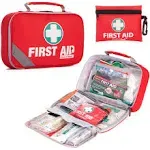 2-in-1 First Aid Kit (215 Piece) + Bonus 43 Piece Mini First Aid Kit -Includes Eyewash, Ice(Cold) Pack, Moleskin Pad and Emergency Blanket