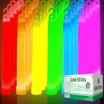 24 Pack 6 Inch Ultra Bright Large Glow Sticks 10 Hr+ Long Lasting Light Sticks