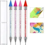 4 Pieces No Wax Needed Diamond Painting Tools Self-Stick Drill Pens, Double H...