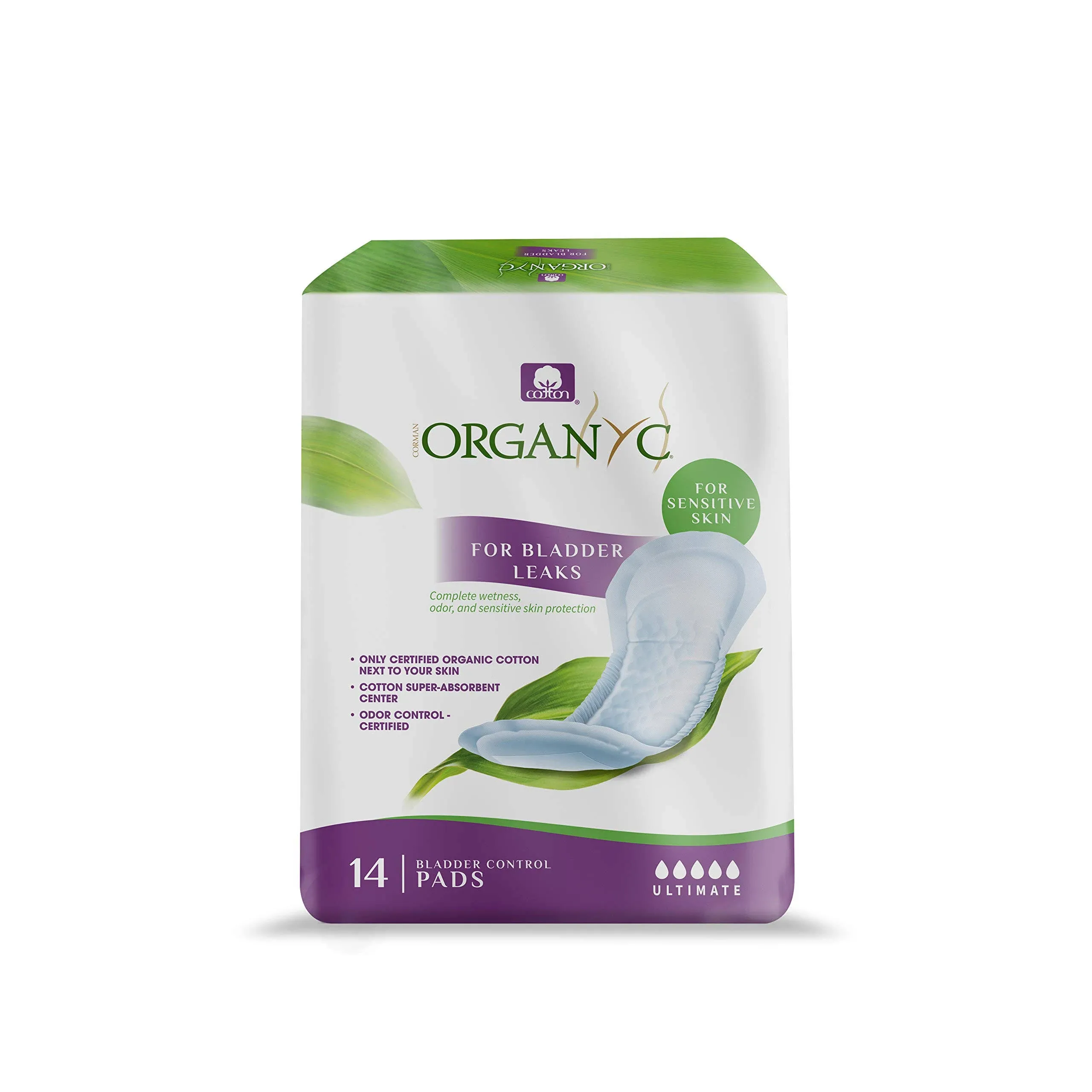 Organyc – 100% Organic Cotton Light Incontinence Pads for Bladder Leaks, FSA/HSA Eligible, Ultimate Flow, 14 Count…