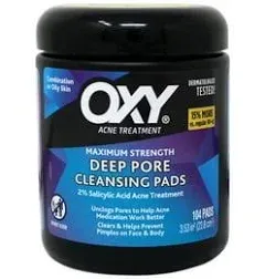 3 New Oxy Maximum Strength Deep Pore Cleansing Pads Acne Treatment 104 Ct Each