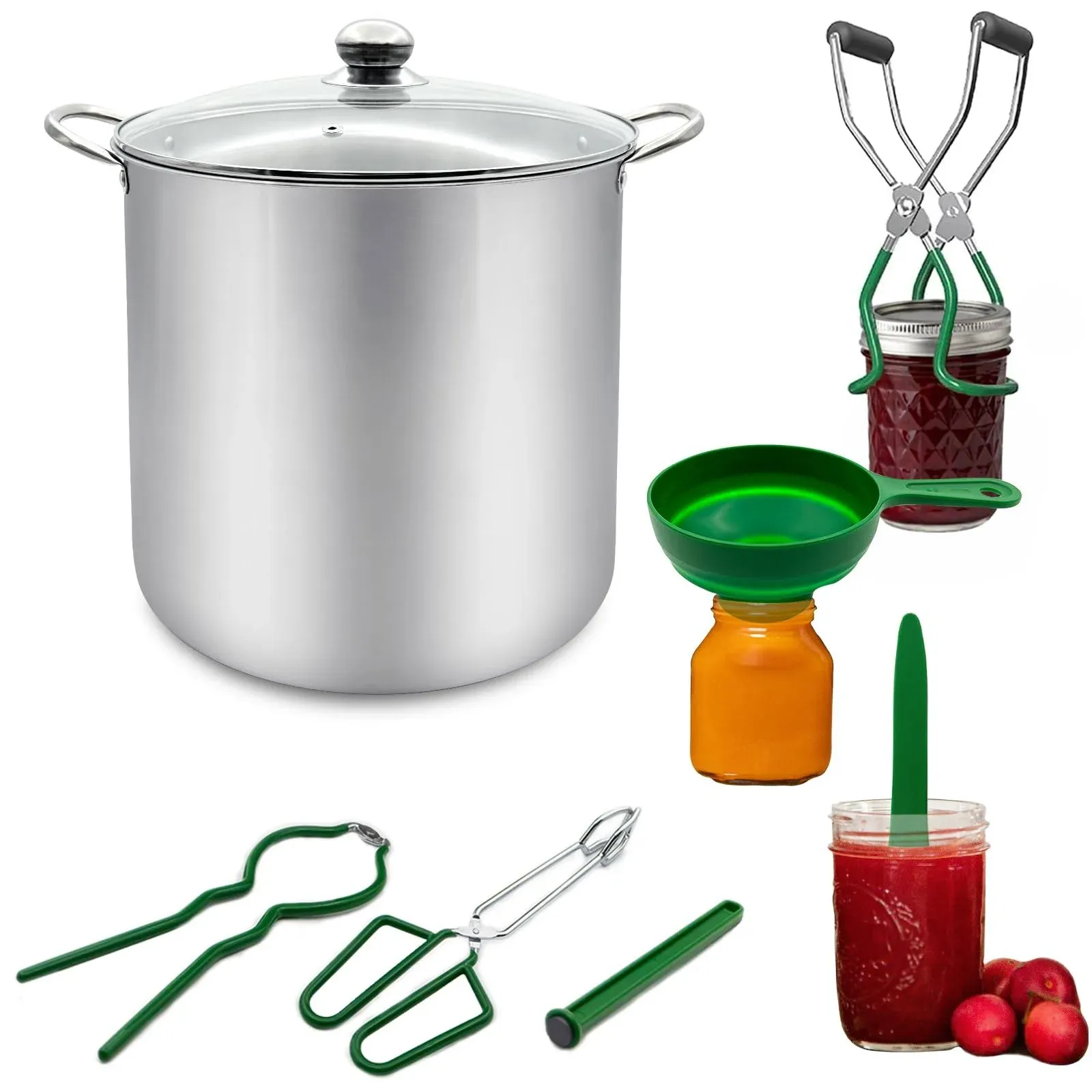 Water Bath Canner 21.5 QT, Stainless Steel Canning Pot with Rack and Six Pieces Canning Tool Canning Supplies Starter Kit, Canning Kit for Beginner Making Cans at Home