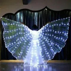 HOTBEST LED Isis Wings, Belly Dance Wings, Light Up Colorful LED Butterfly Wings, Glow Angel Dance Wings with Telescopic Stick, Adults Child Performance Clothing for Carnival Christmas