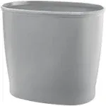 mDesign Plastic Oval Small 2.25 Gallon/8.5 Liter Trash Can Wastebasket, Garbage Container Bin for Bathroom, Kitchen, Office, Dorm - Holds Waste, Refuse, Recycling, Hyde Collection, Gray