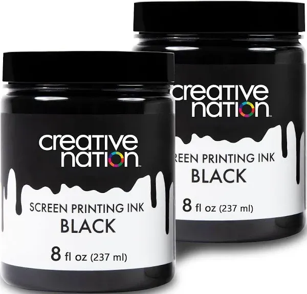 2-Pack Black Fabric Screen Printing Ink, 16 Oz. of Water Based and High Opacity