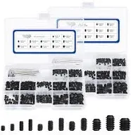 JROUTH 1000pcs Metric + SAE Set Screw Assortment Kit