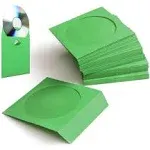 100 Pack CD DVD Thick Paper Sleeves Envelope Case with Window Cut Flap in Green