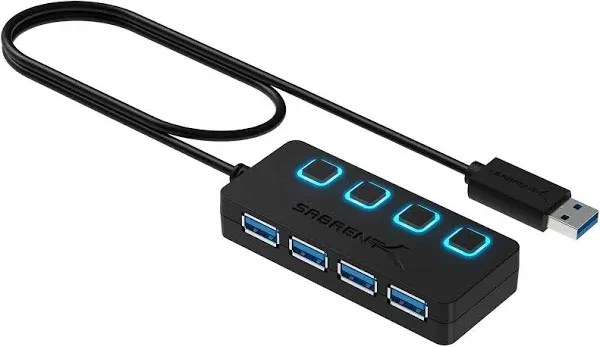 Sabrent 4-Port USB 3.0 Hub With Power Adapter HB-UMP3