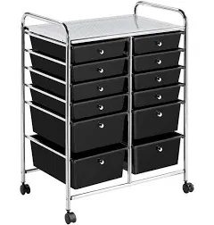 Yaheetech 12 Drawers Rolling Storage Cart Multipurpose Movable Organizer Cart on