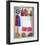 Americanflat 16x20 Shadow Box Frame in Black with 12x16 Mat and Soft Linen Back - Large Shadow Box Frame with Engineered Wood and Plexiglass Cover