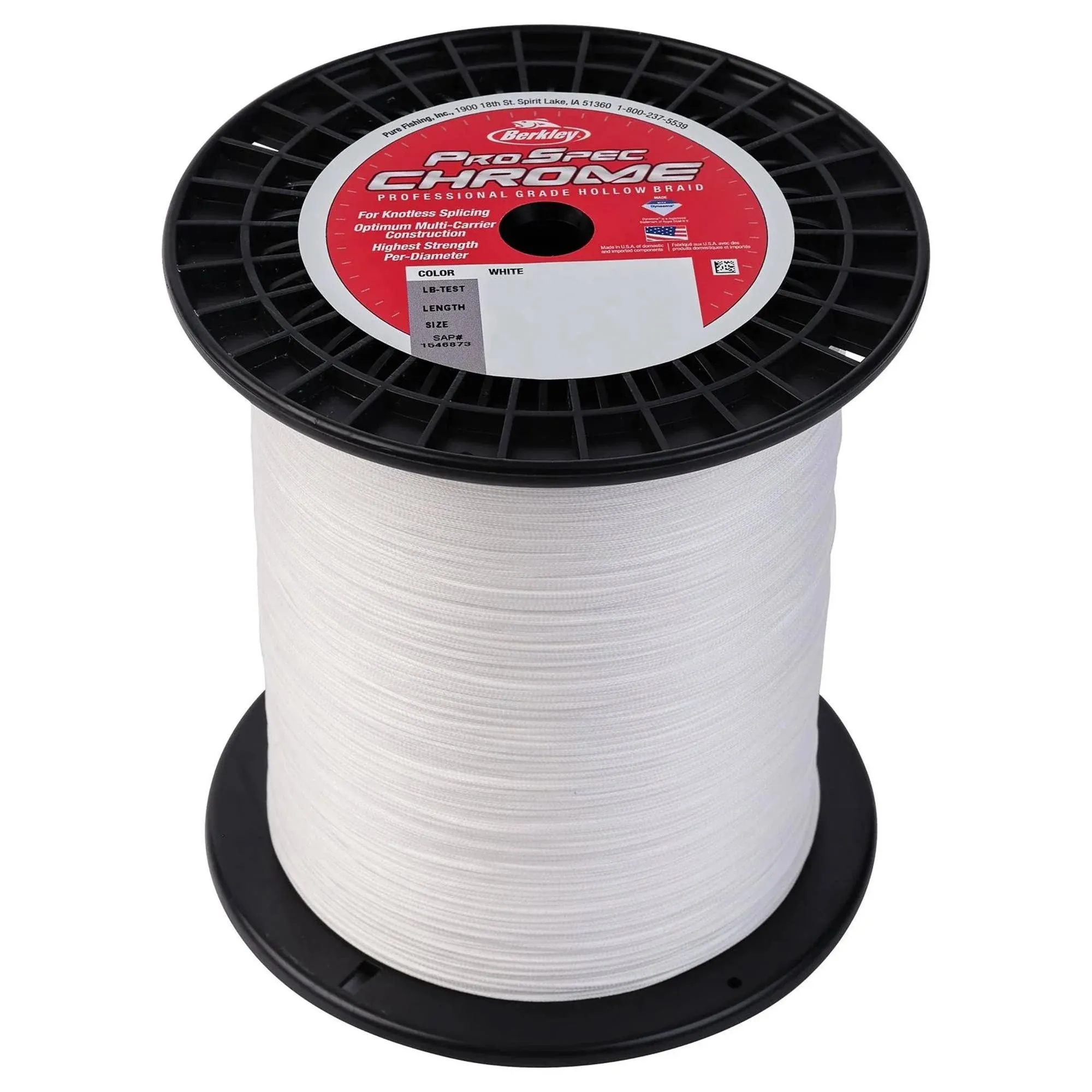 Berkley ProSpec Chrome Premium Hollow Braided Fishing Line - 180lb, White, 1500yds