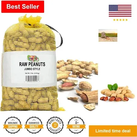 Premium Raw Peanuts - 2 Pound Bag - Boiling, Squirrels Feed, Birds Feed