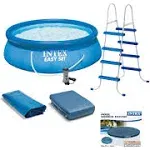 Intex Above Ground Swimming Pool, Ladder with Pump and 15’ Pool Debris Cover