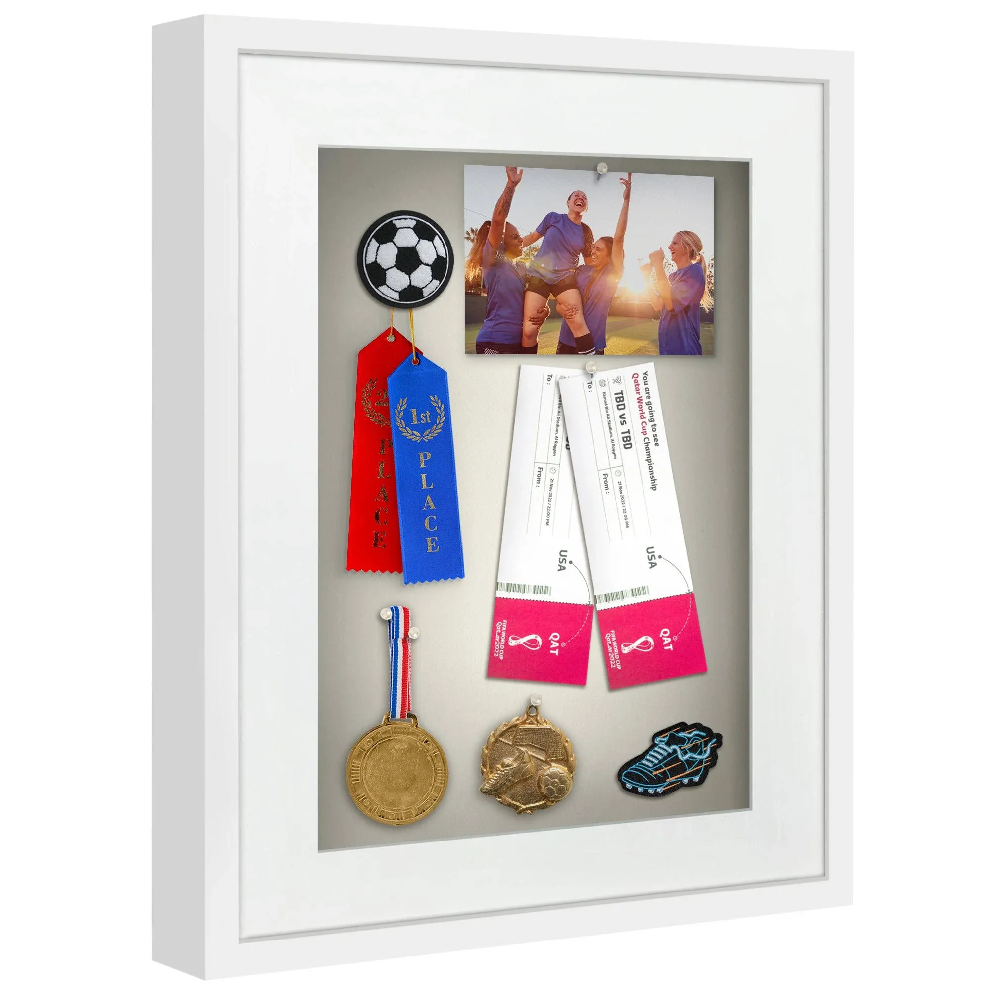 Shadow Box Keepsake Frame with Mat | Silhouette Collection 16x20 / White - Americanflat