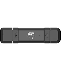 Silicon Power 250GB DS72 Portable USB 3.2 Gen 2 Type-C/Type-A SSD Solid State Drive Stick (Black)