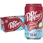 Dr Pepper Soda Drink, Creamy Coconut (12 x 12 fl oz)