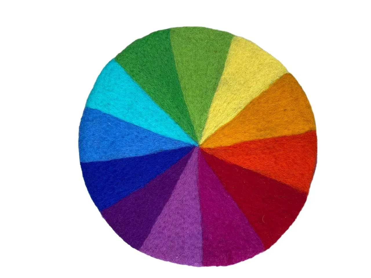 Rainbow Kids Play Mat - Felted Color Wheel – Homeschool Classroom Art for Play and Décor - 100% Wool - Approximately 15" Diameter Size