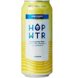 HOP WTR - Sparkling Hop Water - Lemonade (12 Pack) - NA Beer, No Calories or Sugar, Low Carb, With Adaptogens and Nootropics for Added Benefits (16 oz Cans)