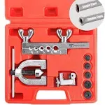 Thorstone Double & Single Flaring Tool Kit for Brake Line and Brass Tubing Tool with Extra Adapters, 45 Degrees, Red