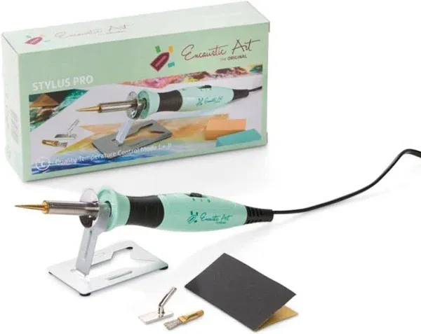 Encaustic Art Stylus Pro Low Heat Tool -Includes Stylus, 3 Attachments-Standard Drawing Tip, Brush Head And Rectangle Shape