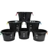 Sportime Drum-N-Store Buckets, 18 x 12 Inches, Black, Set of 6