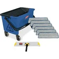 Rubbermaid Commercial RCPQ050 Microfiber Floor Finishing System 27 gal. Blue/Bla, Blue / Black / White