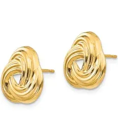 IceCarats 14K Yellow Gold Love Knot Stud Earrings