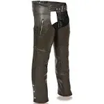 NWT Milwaukee Leather SH1190 Men&#039;s XL Black Leather Chaps w/ Pockets SH1190