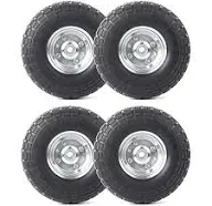 -Pack 4.10/3.50-4″ Tire and Wheel Flat Free - 10″ Solid Rubber Tire