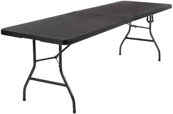 Black COSCO 8 ft. Fold-in-Half Banquet Table with Handle