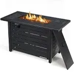 42 Inch 60,000 BTU Rectangular Propane Fire Pit Table with Waterproof Cover | Costway