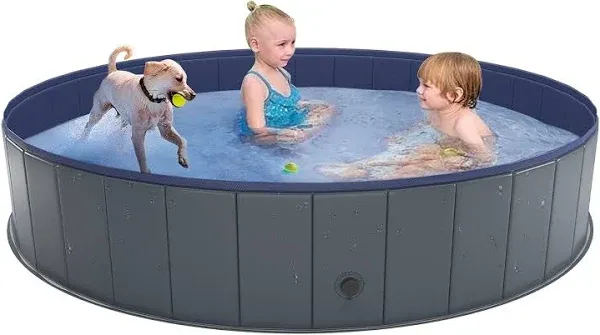 Niubya Foldable Dog Pool, Collapsible Hard Plastic Dog Swimming Pool, Portable Bath Tub for Pets Dogs and Cats, Pet Wading Pool for Indoor and Outdoor