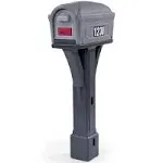 Simplay3 Classic Plastic Residential Mailbox & Post Mount Combo Kit with 2 Access Doors - Black