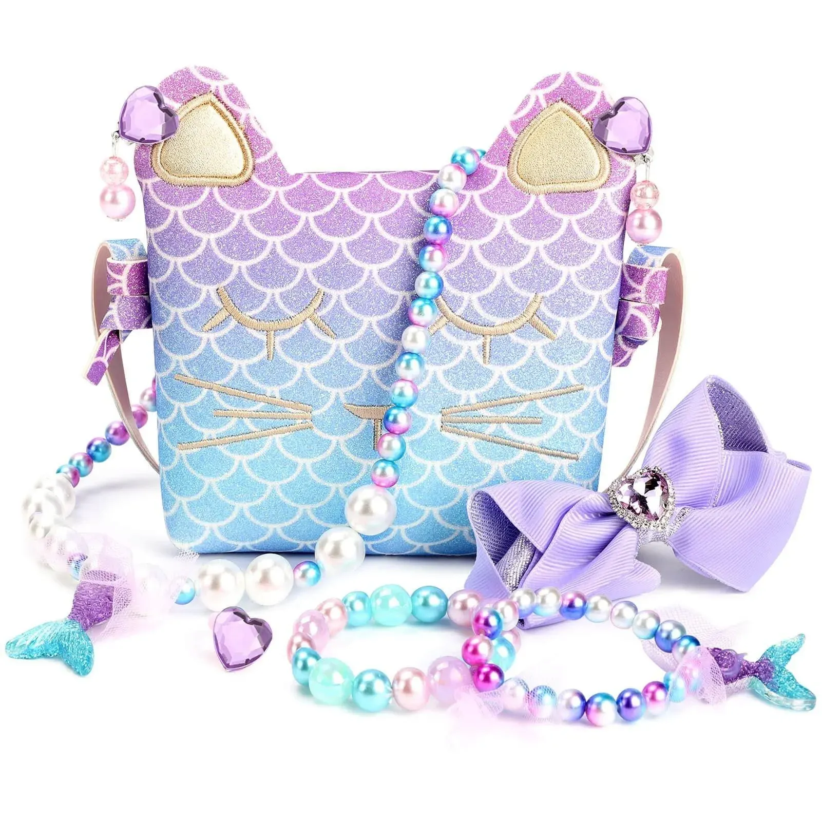 mibasies Purse for Little Girls Dress Up Jewelry Pretend Play Mermaid