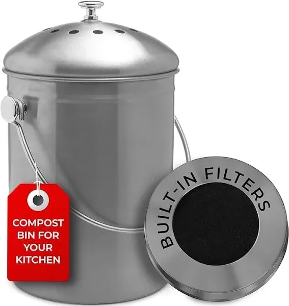 Countertop Compost Bin Kitchen | 1.3 Gallon | Odorless Composting Bin with Ca...