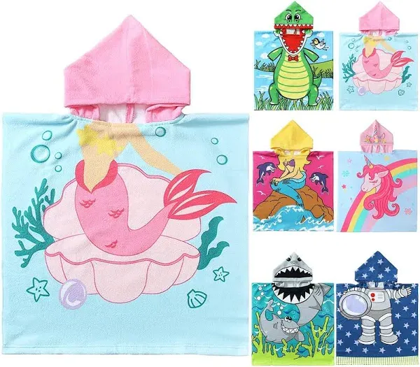 NovForth Kids Beach Towel for Boys Girls, Alligator Hooded Bath Towel Wrap, Toddler Pool Towel with Hood