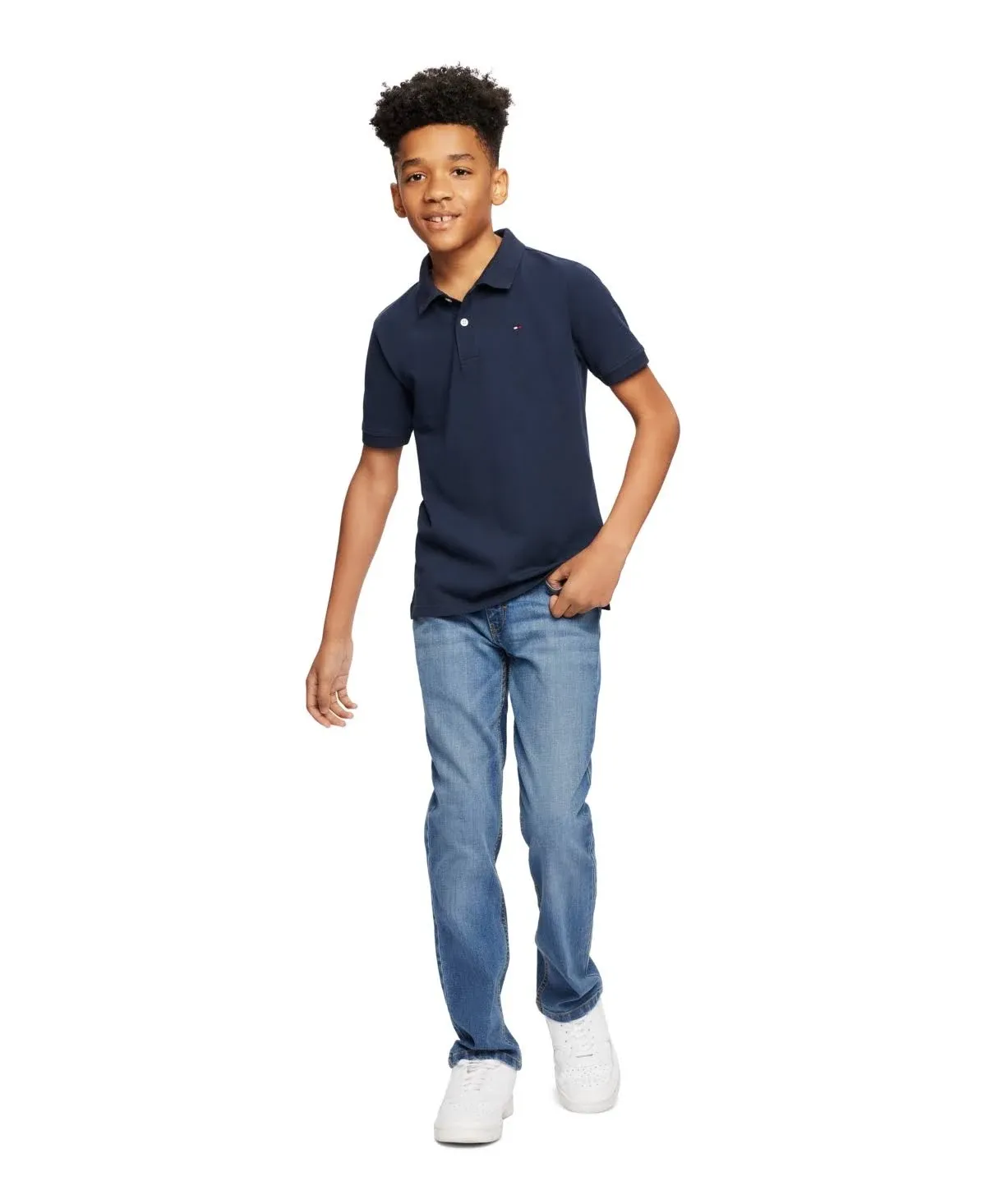 Tommy Hilfiger | Little Boys Ribbed Trim Ivy Stretch Polo Shirt - Master Navy | Realry